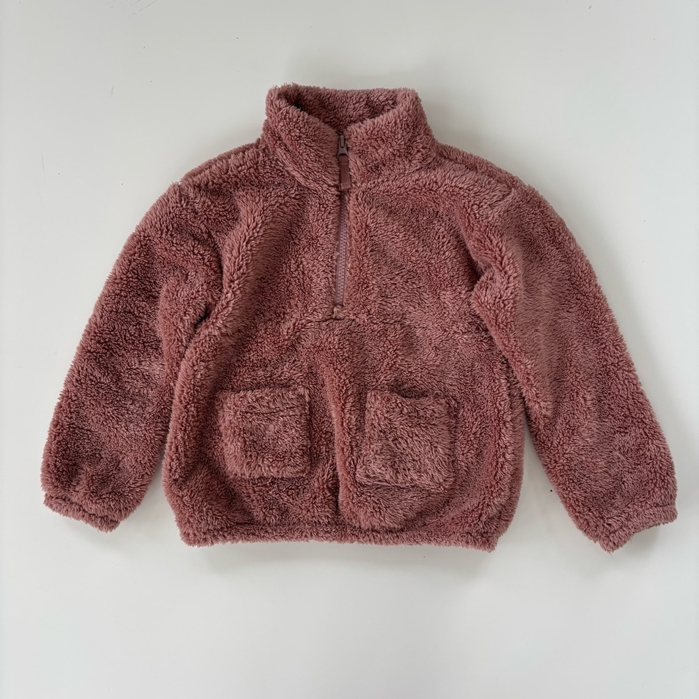 J. Crew Crewcuts Girls Rose Taupe Half-zip Pullover Sherpa Size XS 4-5